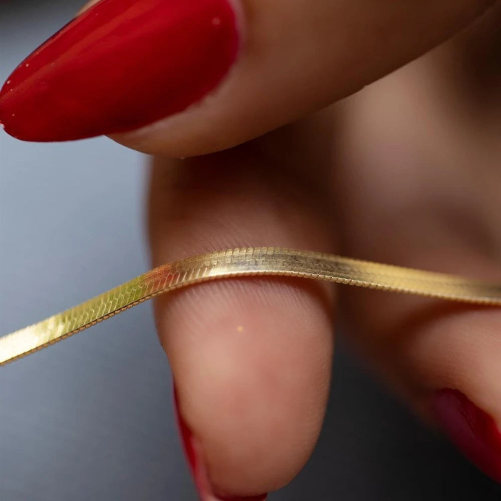 Dimitra Herringbone Bracelet Flat Snake Chain