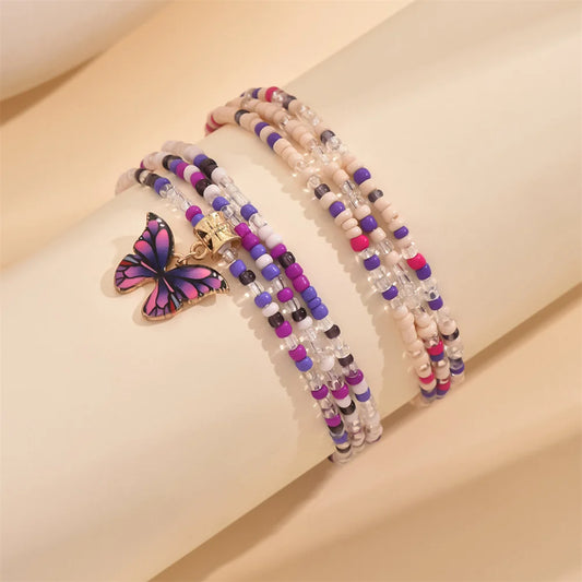 Purple Butterfly Pendant Anklet