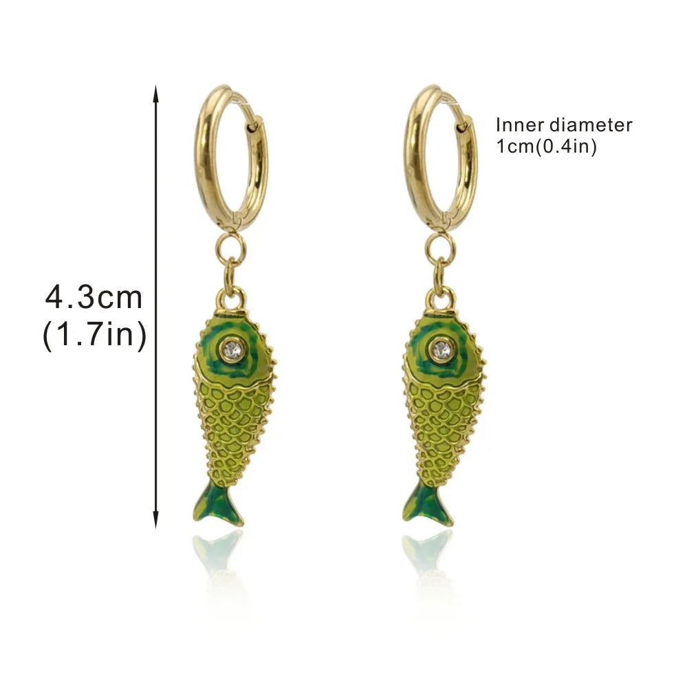 Joanna Stainless Steel Colourful Koi Fish Earrings For Women