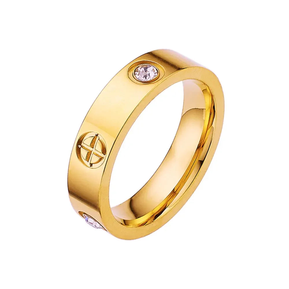 Stainless Steel CZ Crystal Cross Ring For Women or Men