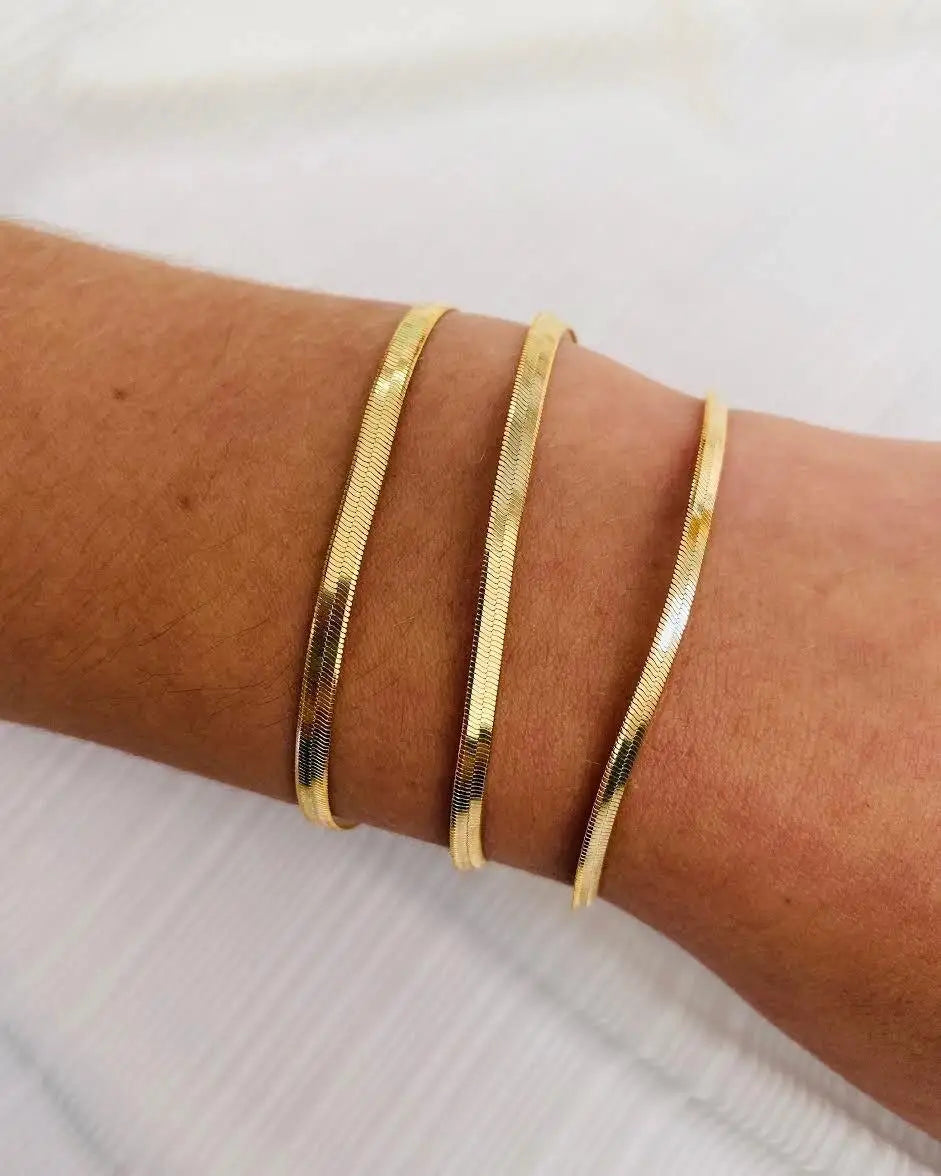 Dimitra Herringbone Bracelet Flat Snake Chain