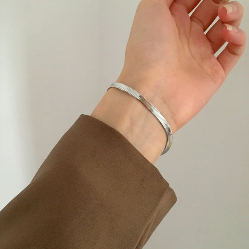 Dimitra Herringbone Bracelet Flat Snake Chain