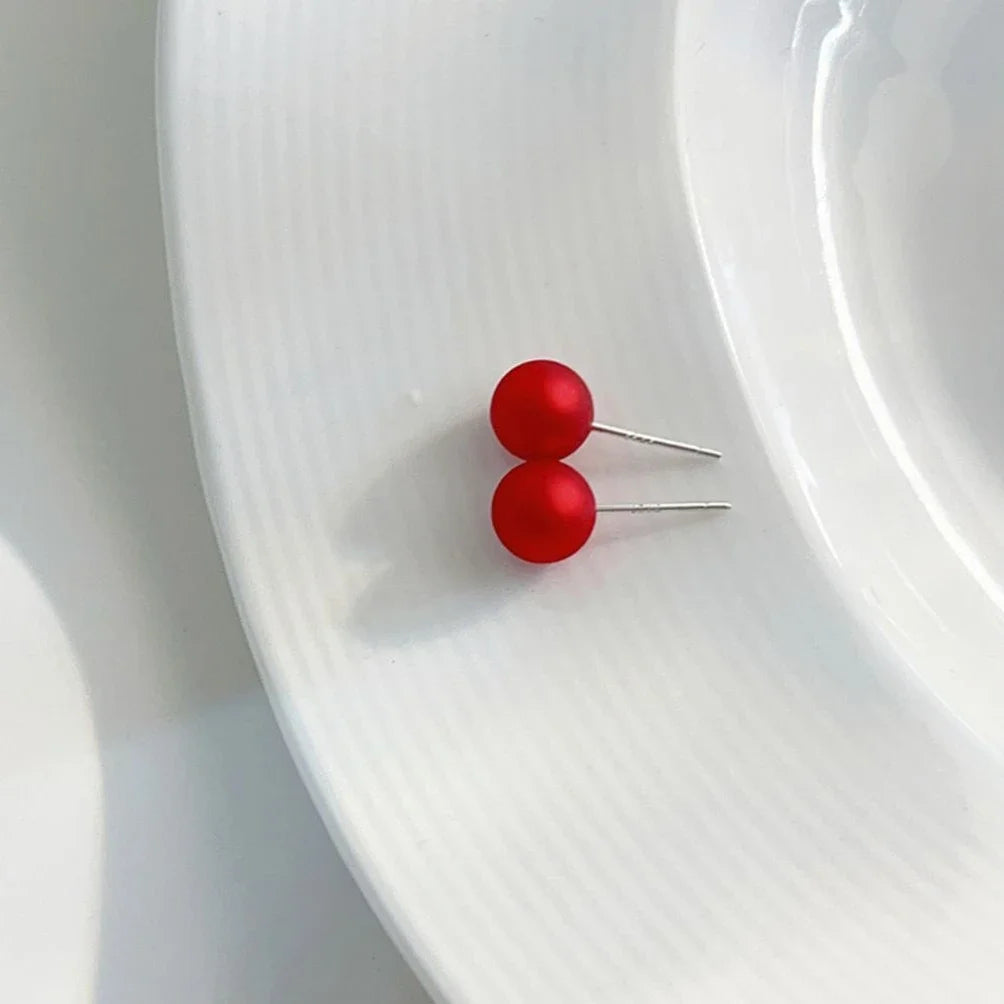 Red Button Earrings