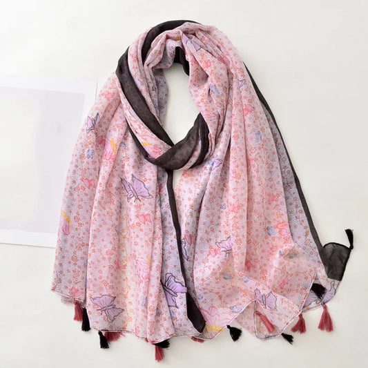 Luxury Scarf Pink Dotty Flower