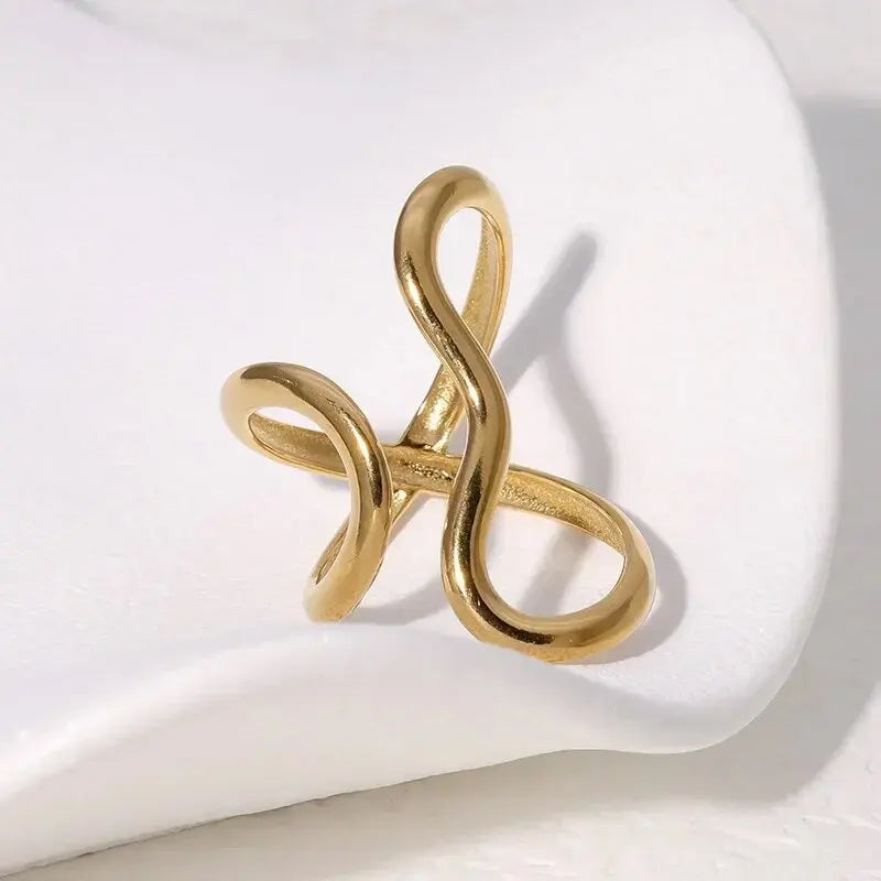 Geometric 18K Gold Plated Ring for Women