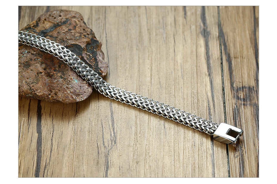 Apollo Vintage Oxidized Double Curb Chain Bracelet for Men Stainless Steel