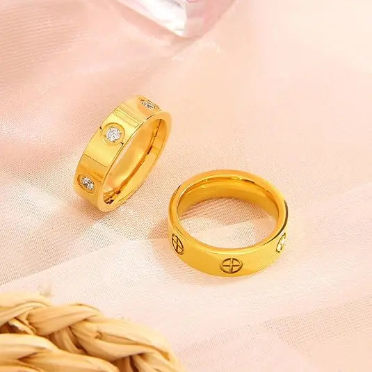 Stainless Steel CZ Crystal Cross Ring For Women or Men