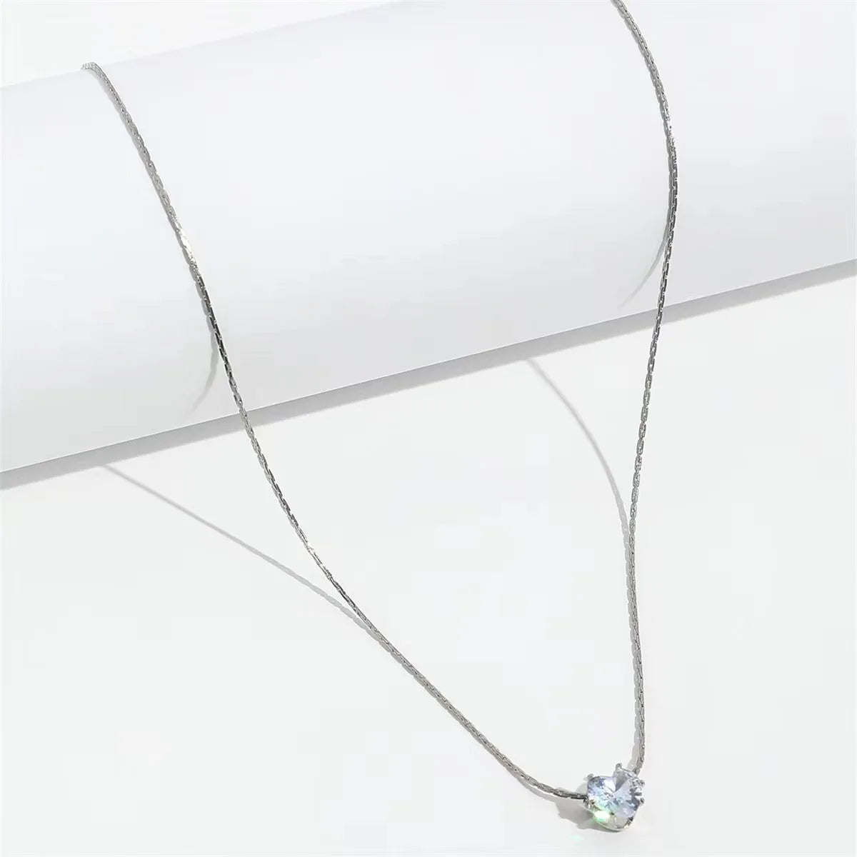 Minimalist Solitaire Zircon Charm Necklace