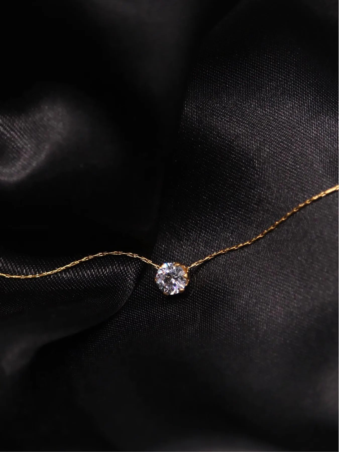 Minimalist Solitaire Zircon Charm Necklace