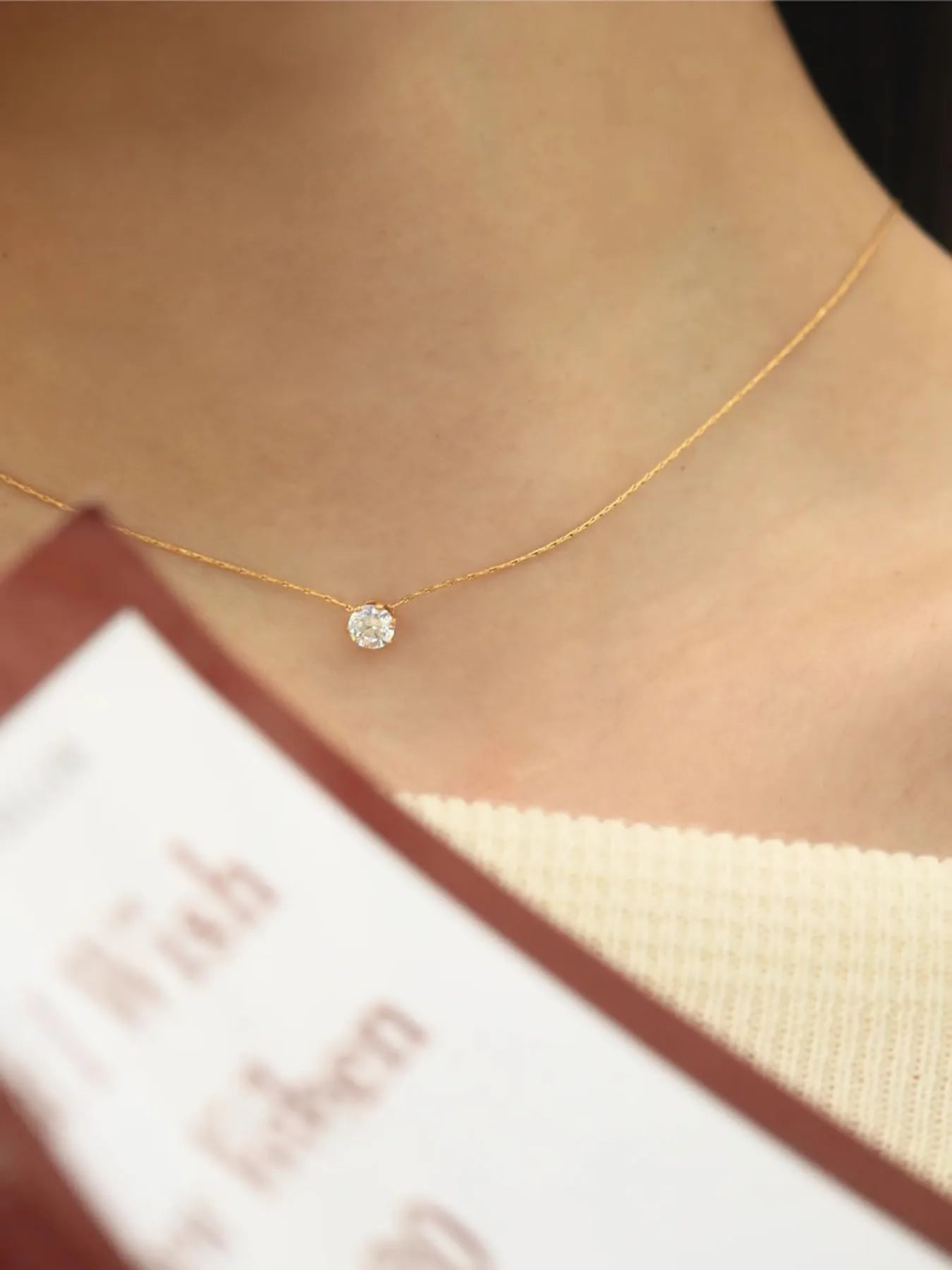 Minimalist Solitaire Zircon Charm Necklace