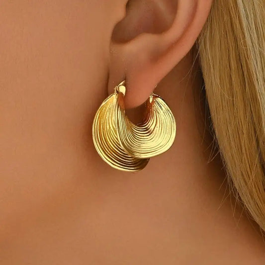 Sparta Unique Geometric Irregular Striped Large Earrings