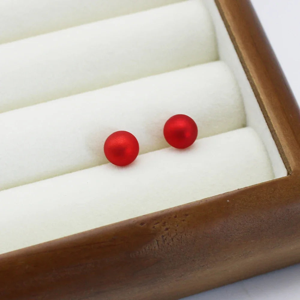 Red Button Earrings