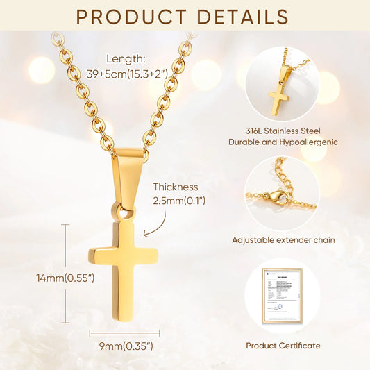 Baby Cross  Necklace For Boys Girls Stainless Steel