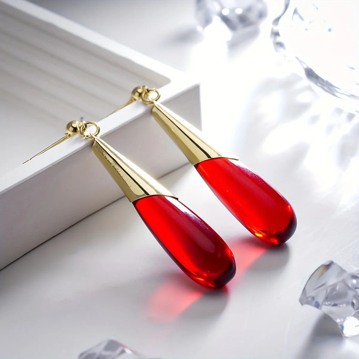 Red Water Drop Earrings