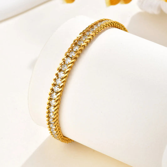 Virgo Stainless Steel White Zircon Anklet