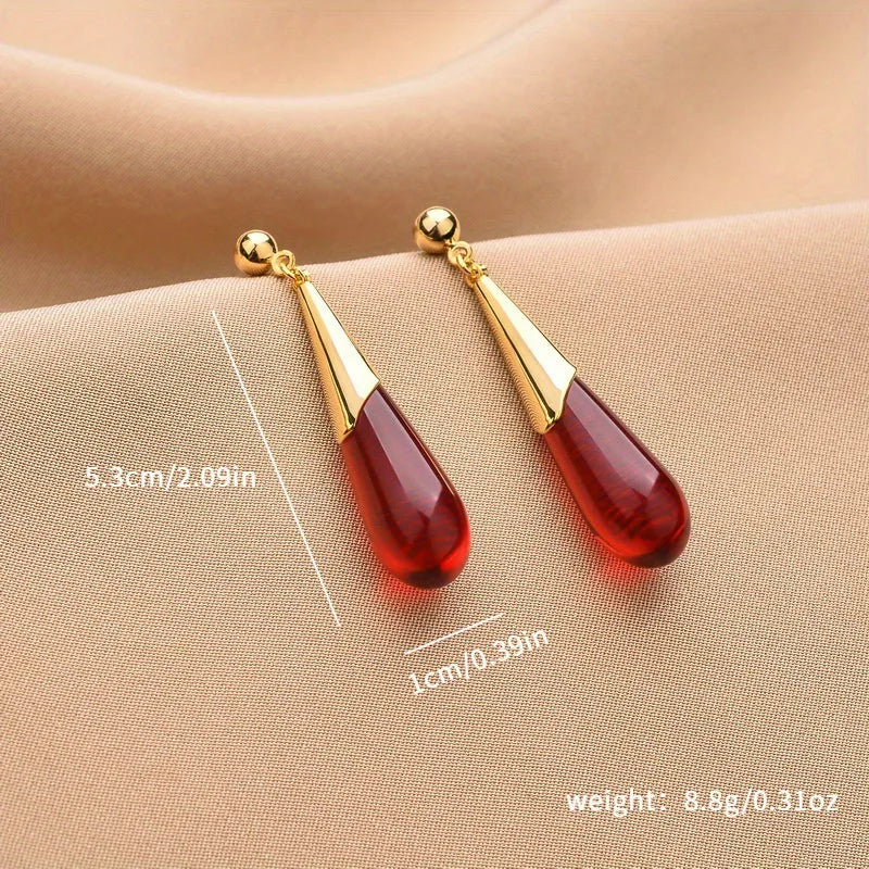 Red Water Drop Earrings