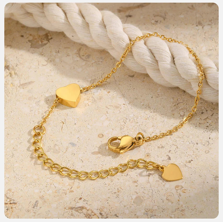 Tiny Heart Charm Anklets for Girls