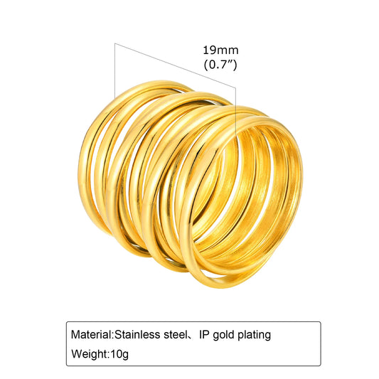 Zoe Stainless Steel Modern Barrel Wrap Wide Ring
