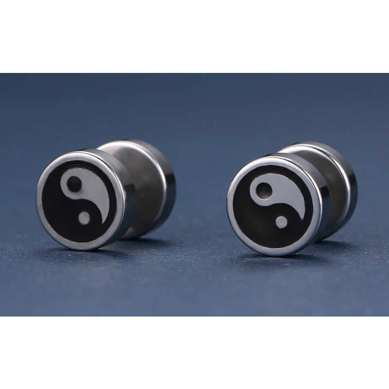Yin and Yang Stud Earrings for Men