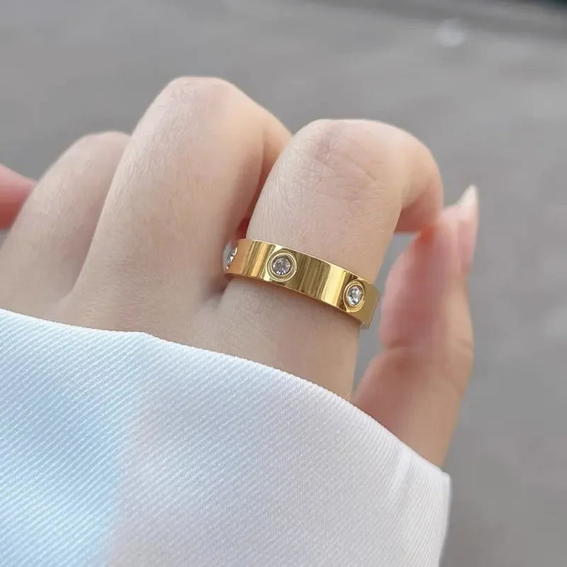 Stainless Steel CZ Crystal Cross Ring For Women or Men