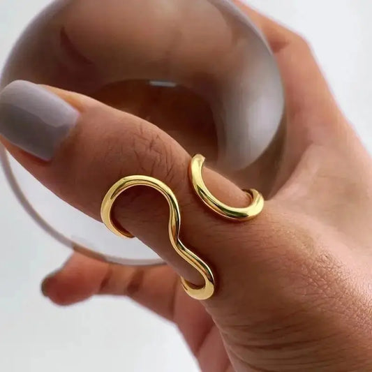 Geometric 18K Gold Plated Ring for Women