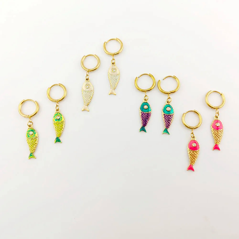 Joanna Stainless Steel Colourful Koi Fish Earrings For Women