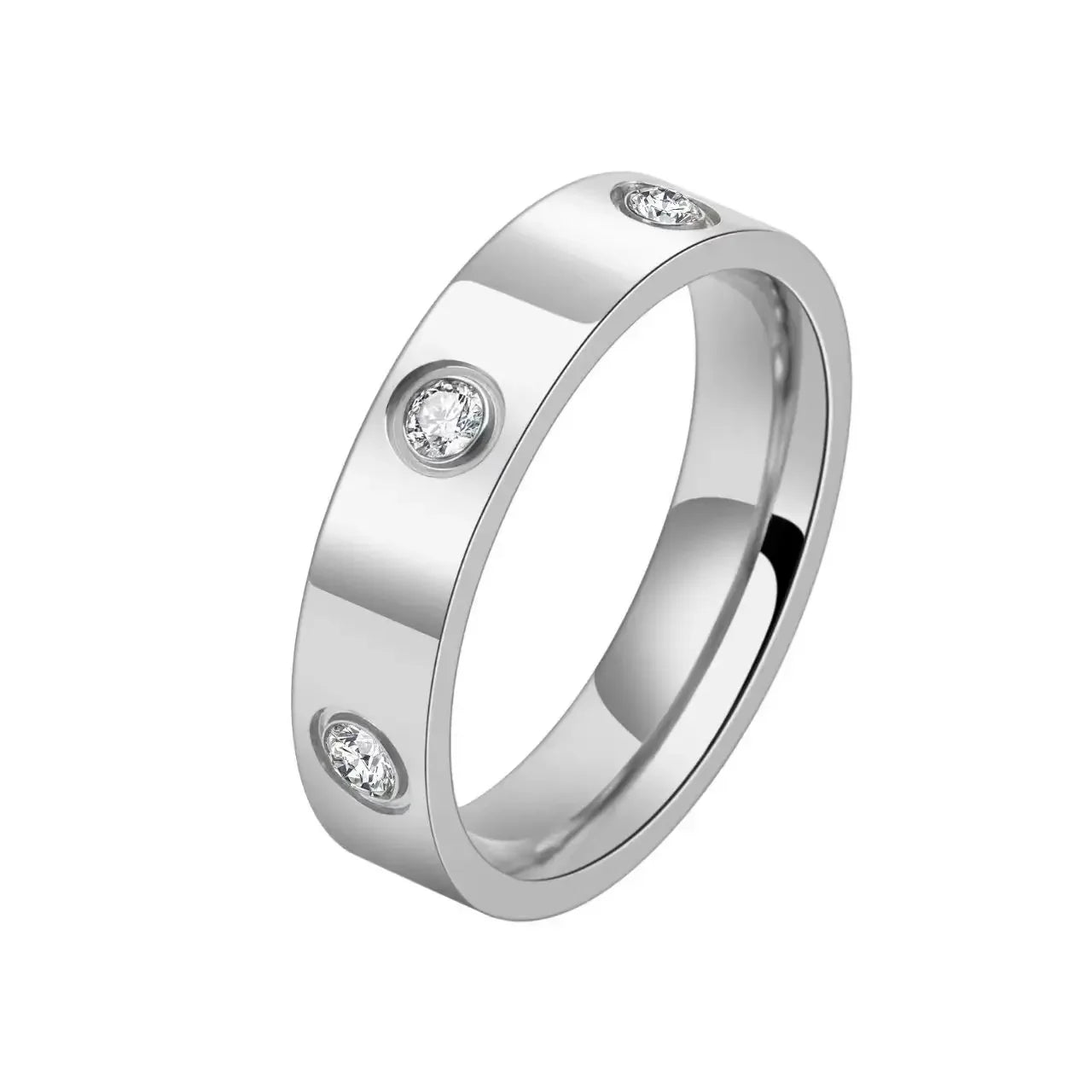 Stainless Steel CZ Crystal Cross Ring For Women or Men
