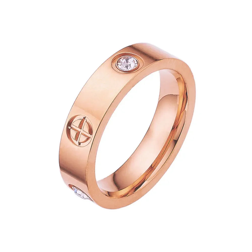 Stainless Steel CZ Crystal Cross Ring For Women or Men