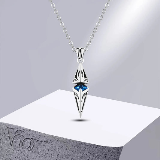Poseidon Blue Stone Necklace for Men Stainless Steel