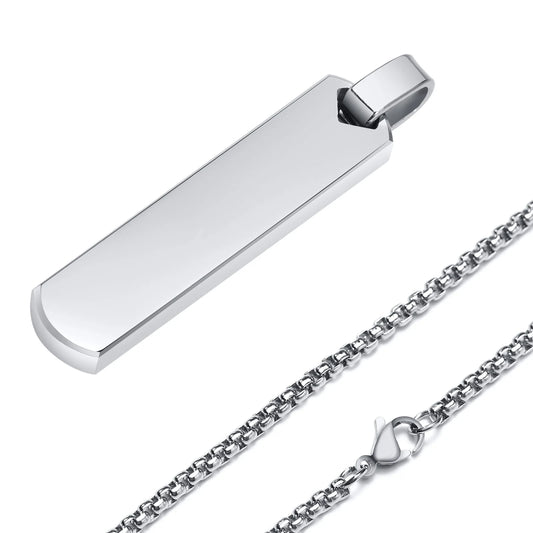 Initial Bar Necklace for Men Silver Colour